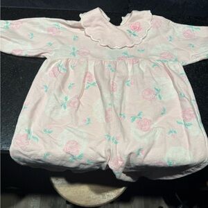 Baby Dior Vintage Onesie Floral Baby Romper with Scalloped Collar